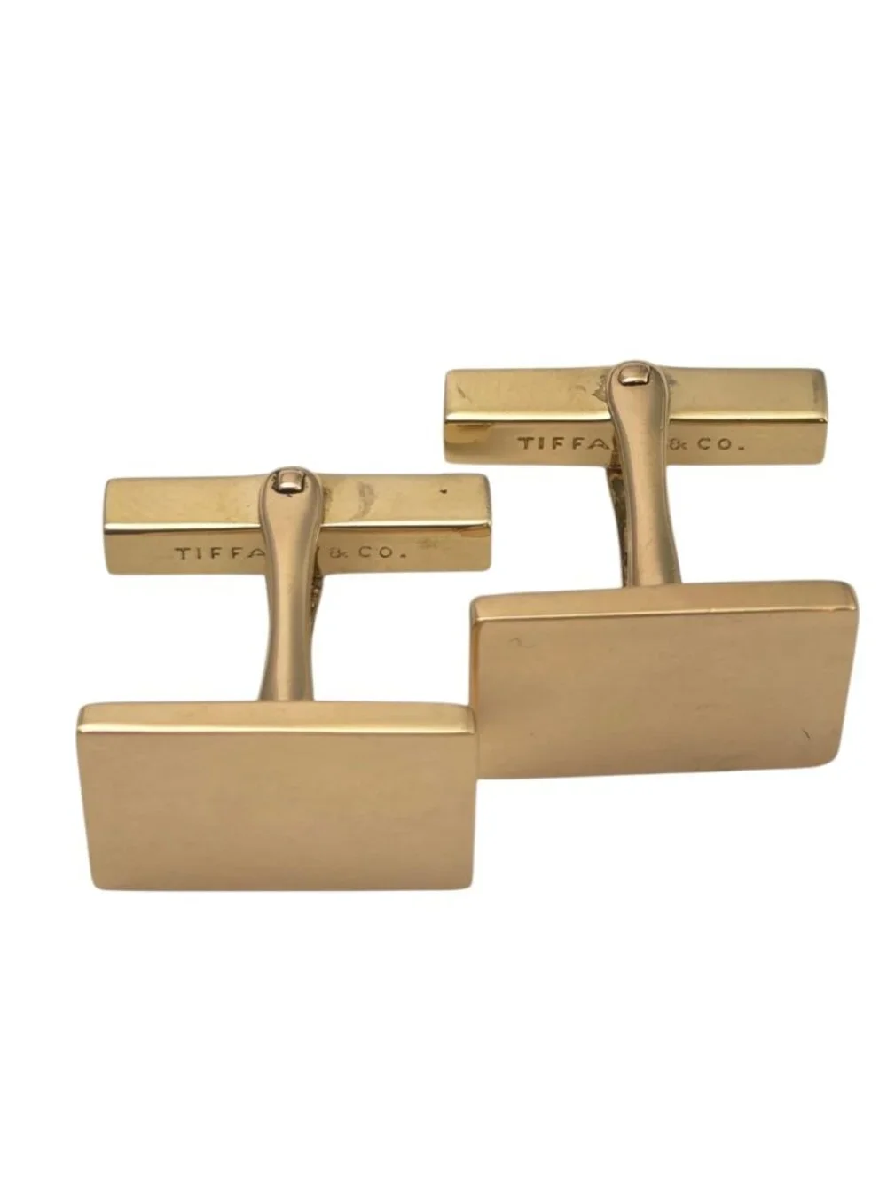 Tiffany & Co. 14K Yellow Gold Rectangle Cufflinks #24992